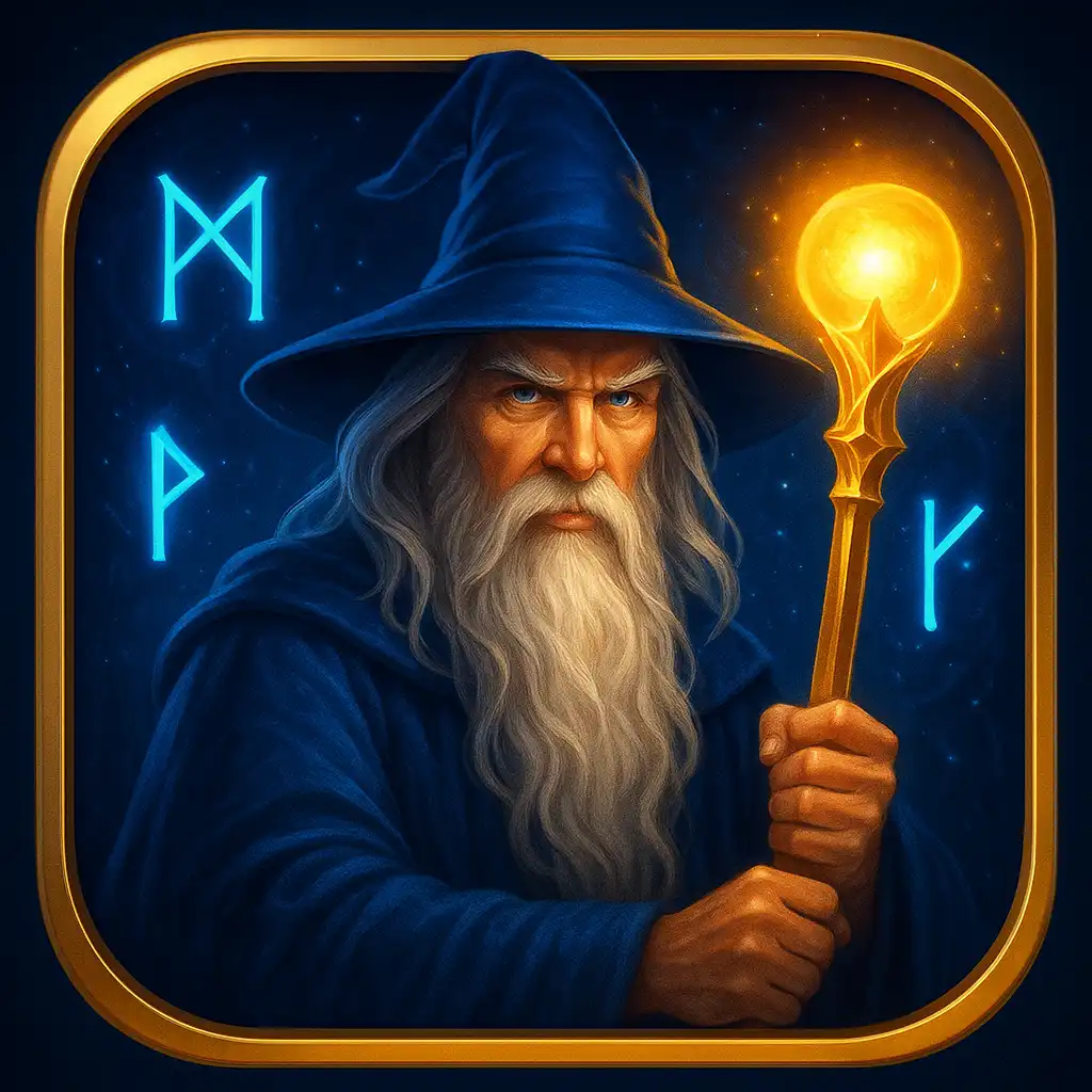 Rise of Merlin slot tile with a wizard theme